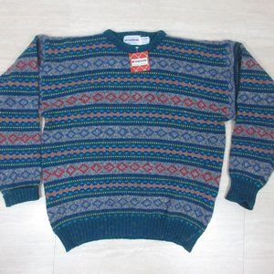vtg McGregor Men's sweater XL Teal Winter Knit Wool Crew Sweater NEW!